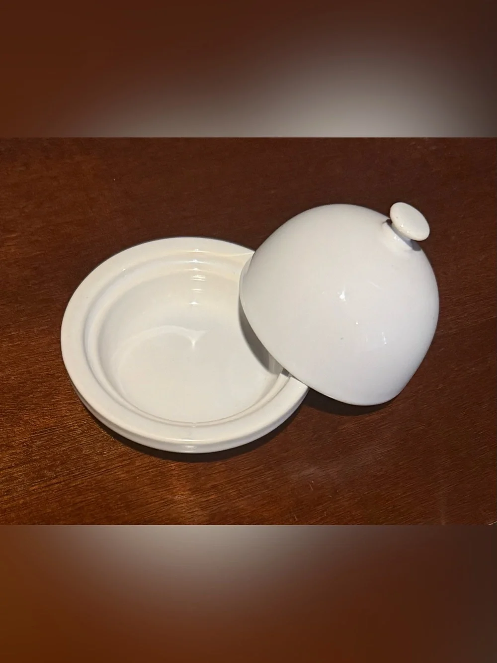 Pier 1 White Ceramic Butter Dome with Knob